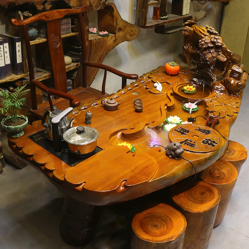 楠木根雕茶台整体树根茶桌椅组合茶几木雕树头小型HC10594