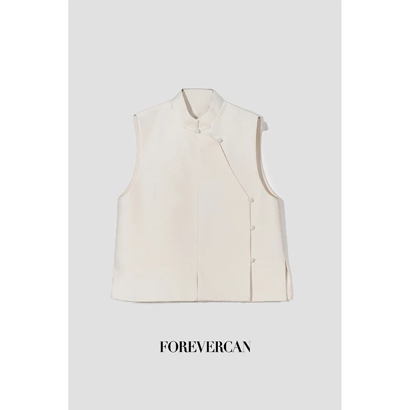 FOREVERCAN“忆江南”新中式手工盘扣真.丝立领马甲背心 SC21058