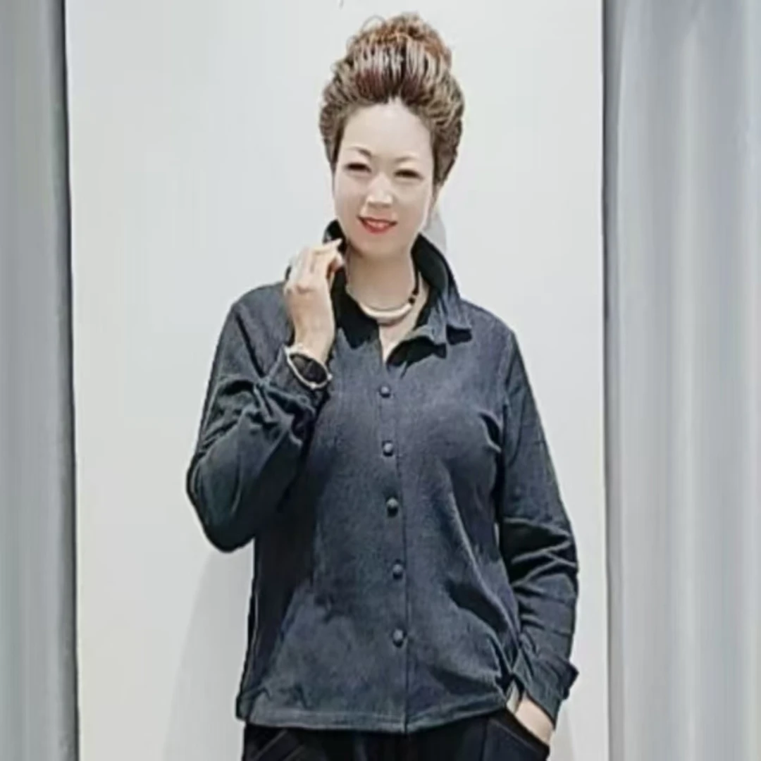 春季新品时尚休闲小翻领套头弹力女士长袖T恤