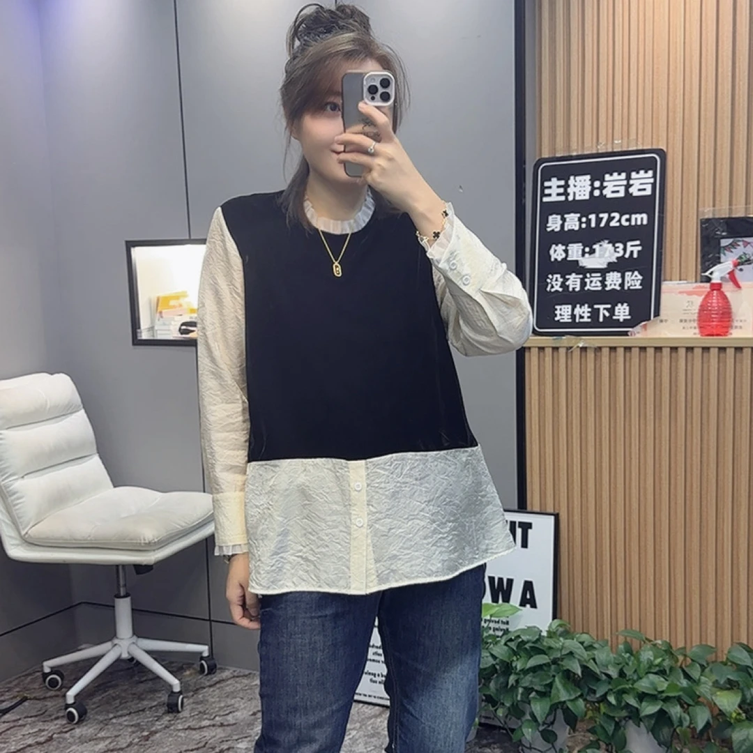 岩岩家提花丝绒女上衣2226