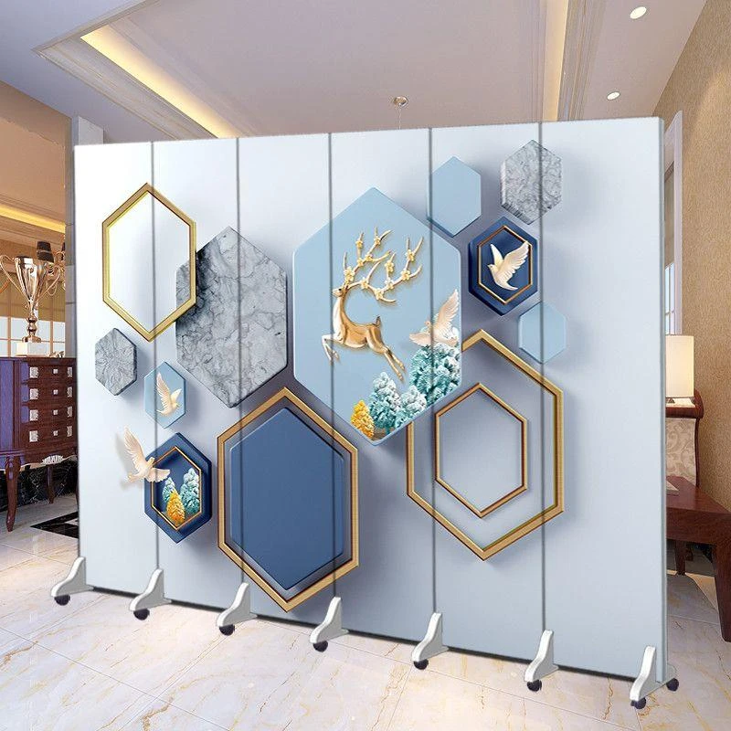 北欧屏风隔断墙客厅办公室饭店背景墙移动遮挡玄关装饰可折叠折屏