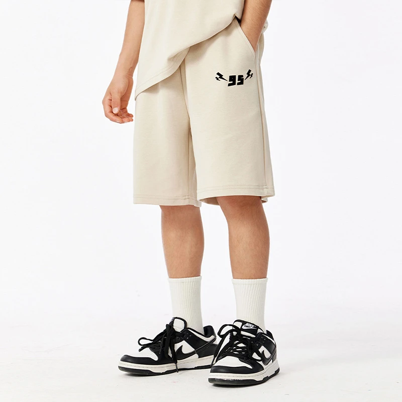 吉米妈童装美式复古女男童运动短裤中裤宽松五分裤子D241C902-2