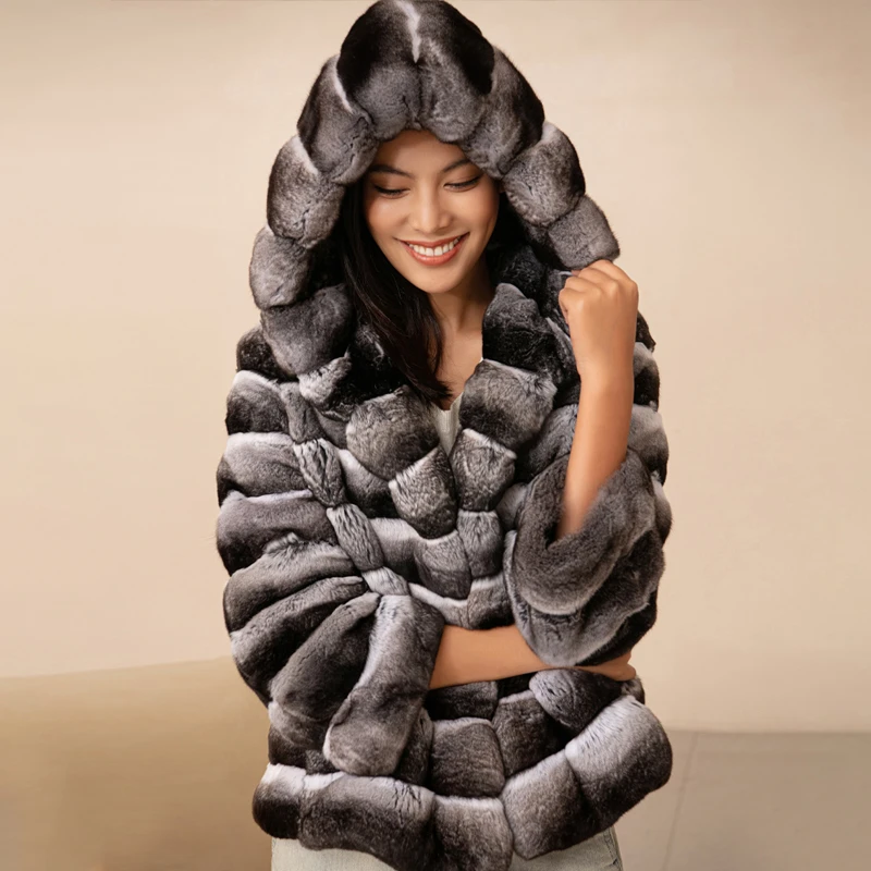 THE LOLO CCA232 简洁款基础百搭中长款原色XXD青紫蓝皮草外套女