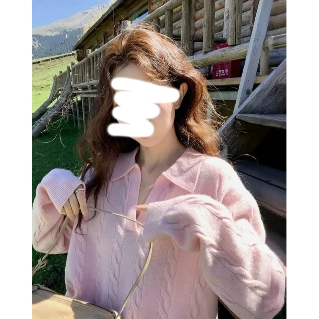 V领保暖麻花内搭毛衣女秋冬2025新款宽松软糯慵懒针织衫长袖上衣