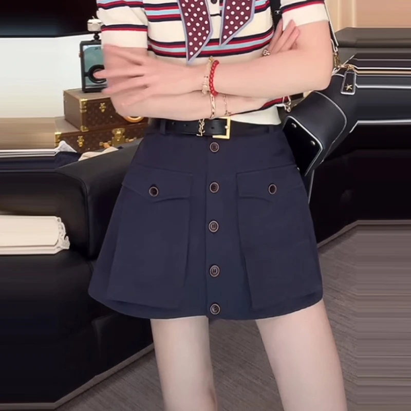 韩系减龄时尚女装夏季新款设计感小众a字短裙高腰显瘦时髦半身裙