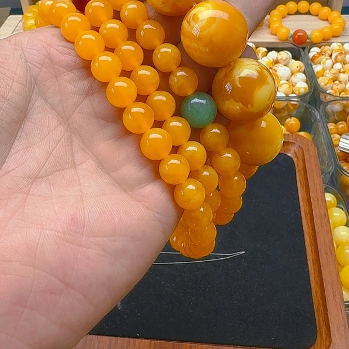 青**块精品老蜡素串➕鹅黄