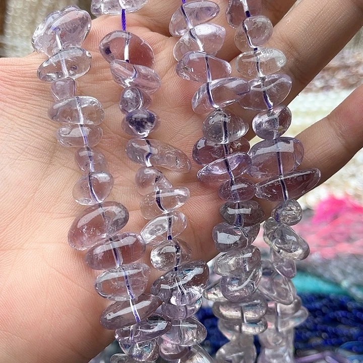 未镶嵌玛瑙/玉髓珠宝半成品一条紫晶中孔随型