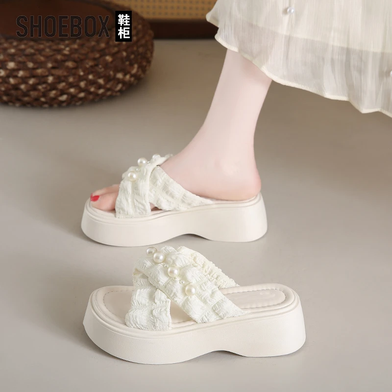 SHOEBOX鞋柜绝美厚底凉拖女夏外穿高级感2025新款配裙子沙滩拖鞋