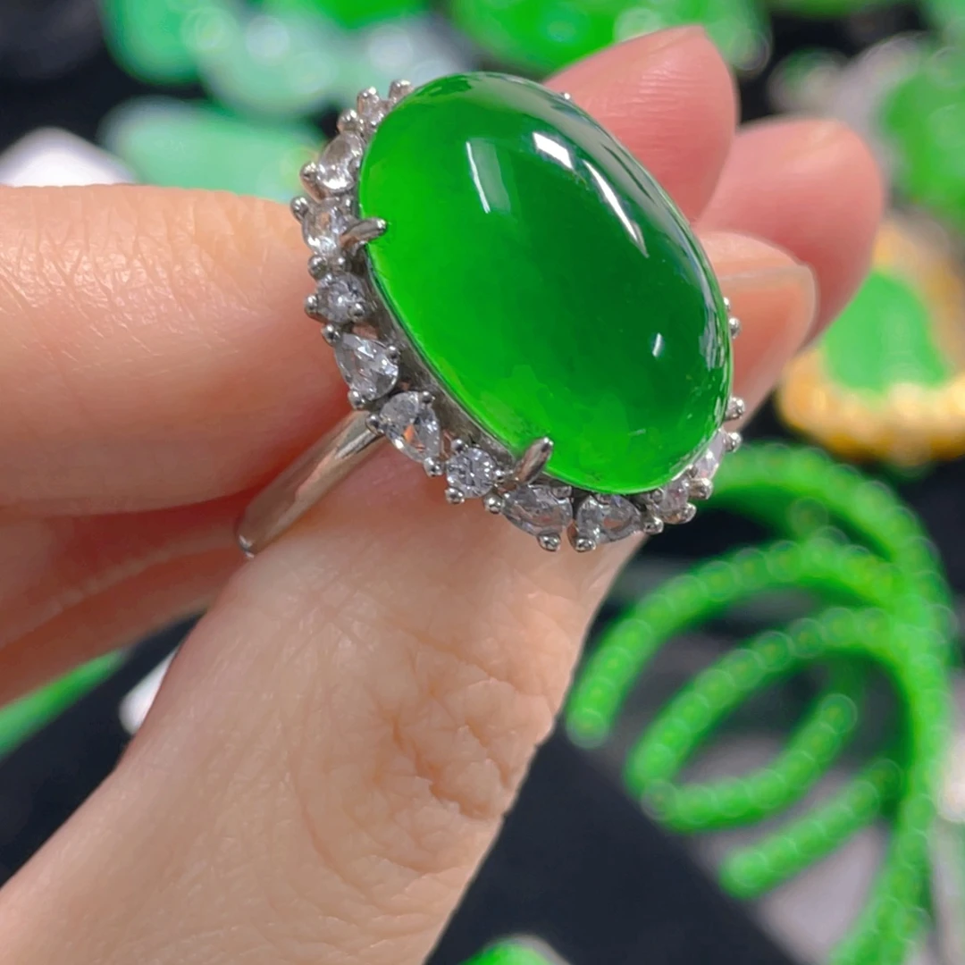 翡翠银S925镶嵌吊坠(不含链)