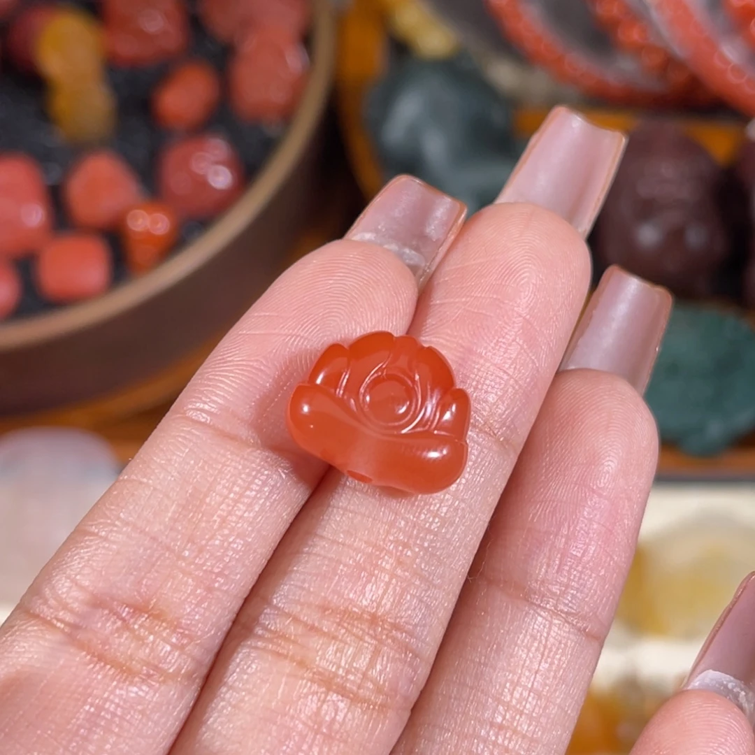 南红玛瑙未镶嵌火焰莲花 14.7x11.7mm 不换退