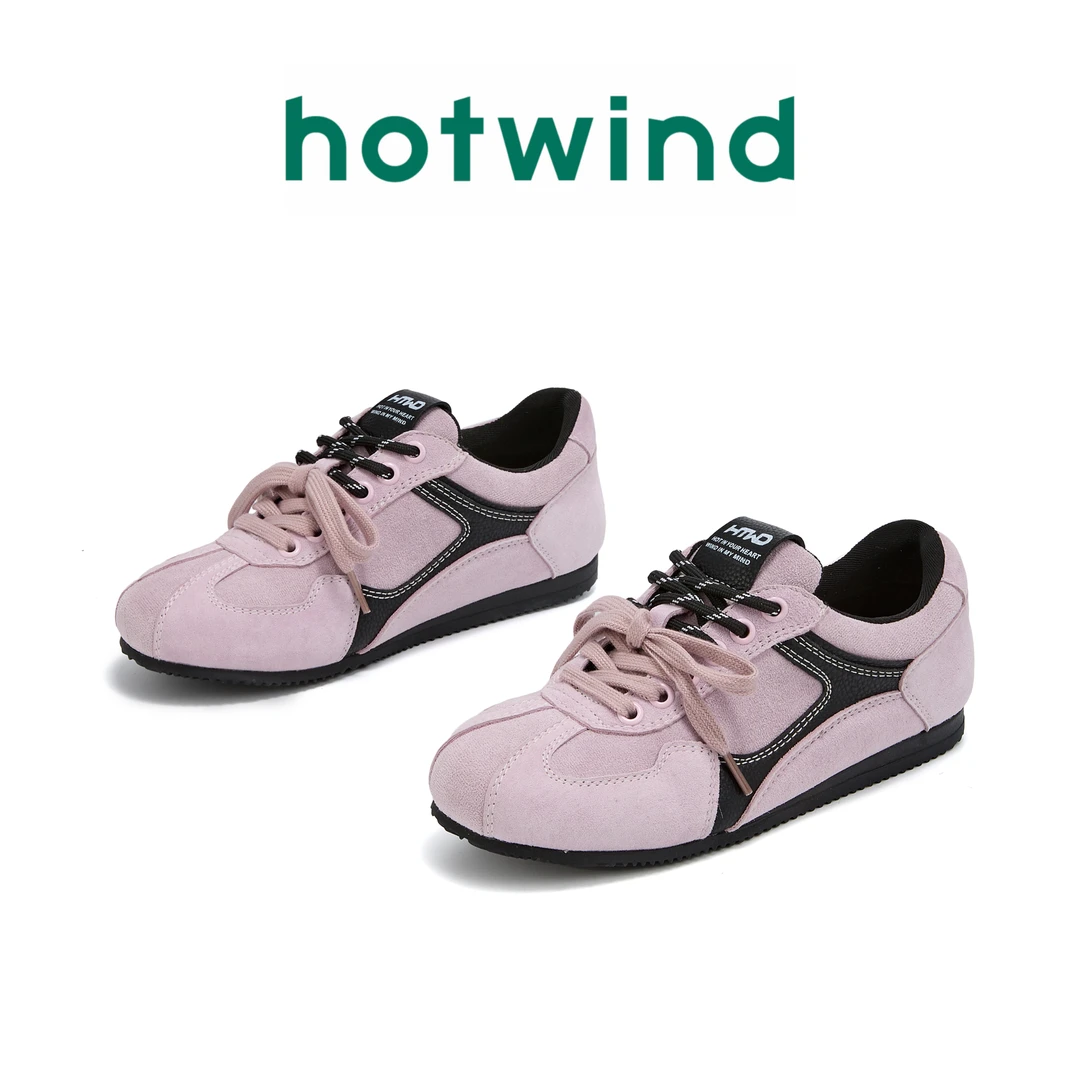 Hotwind/热风2025复古潮流撞色德训鞋女新款平底板鞋休闲女鞋时尚