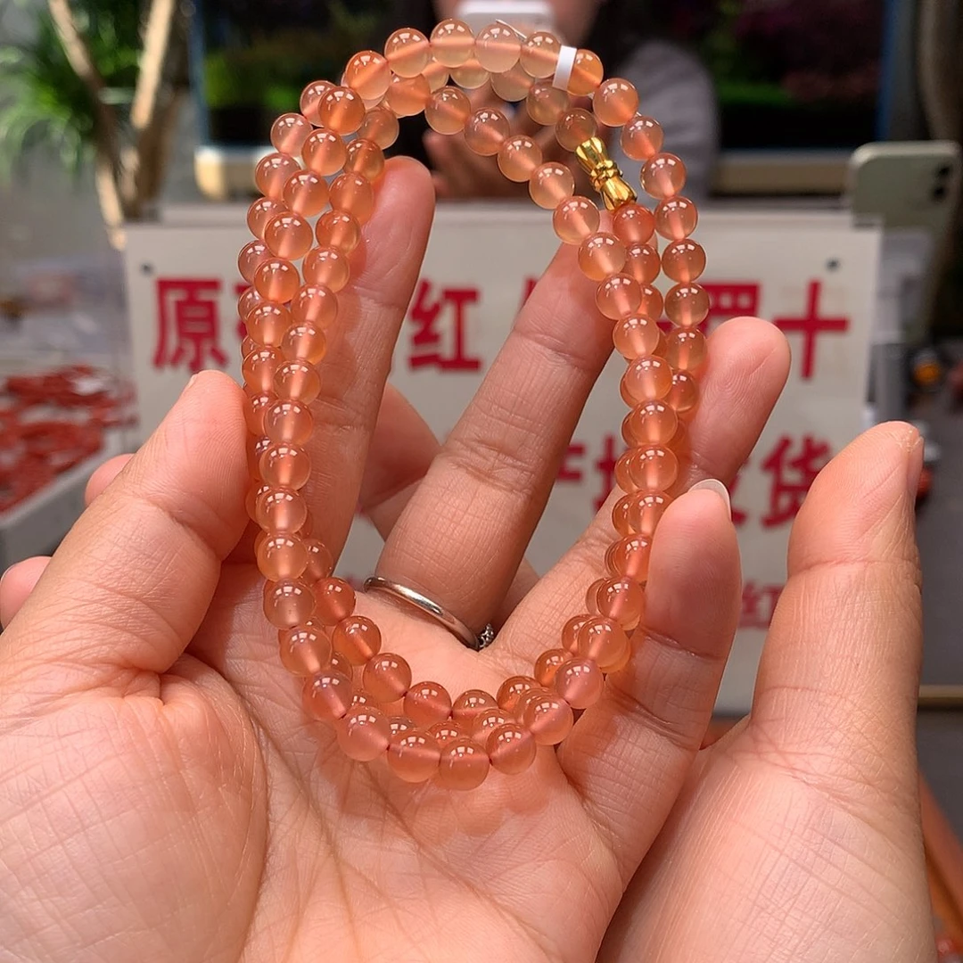 南红玛瑙6MM冰黄项链未镶嵌