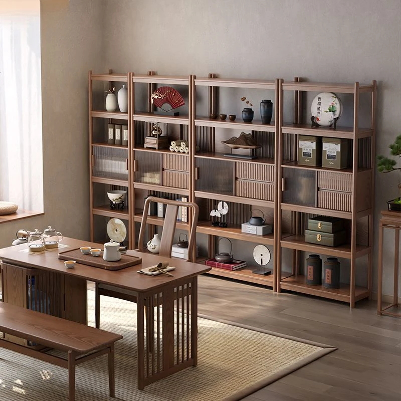 博古架实木新中式茶室展示柜古董架书架客厅多宝阁办公室架子