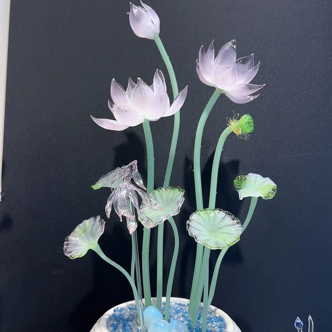 琉璃手工艺品淄博非遗手做琉璃花08