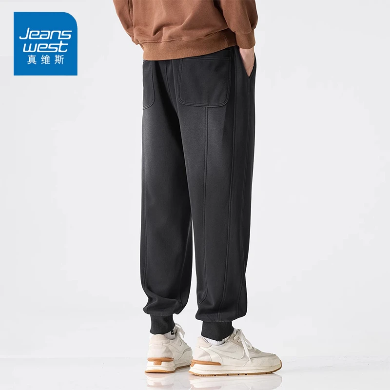 Jeanswest/真维斯男士潮流新款休闲裤春秋百搭宽松运动束脚卫裤男