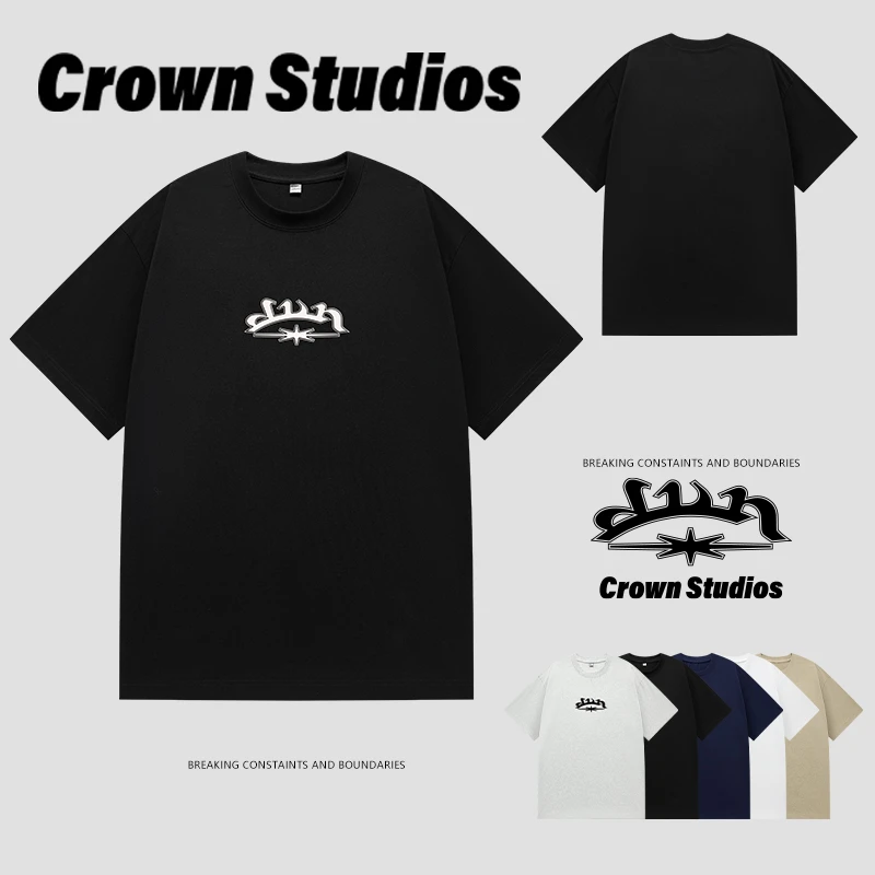 CrownStudios“26New”新款美式复古王冠标重磅280G潮牌短袖男女款
