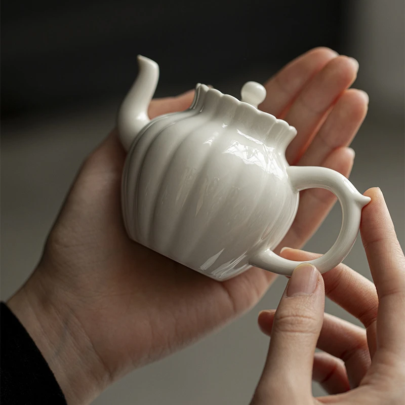 象牙白陶瓷泡茶壶带过滤单壶泡茶器家用功夫茶具茶壶白瓷小壶