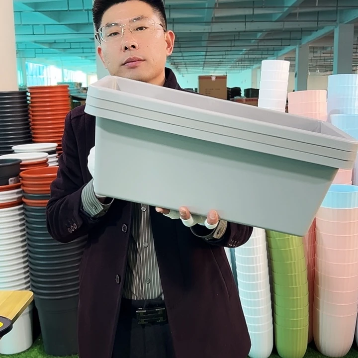 微瑕马槽盆长47宽24高17灰色3只无托