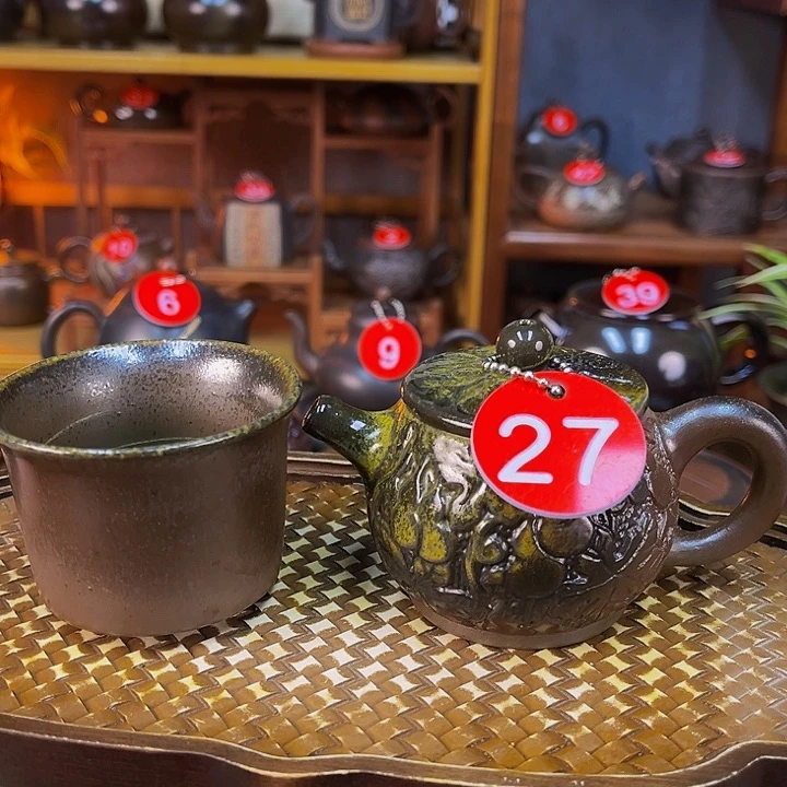蛟龙精品柴烧紫金葫芦小桶金120毫升一壶一杯