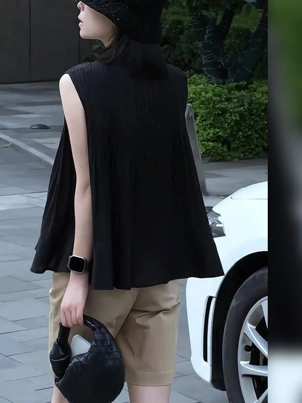 极简风气质百搭宽松修身遮肉上衣2025年夏季日常通勤舒适背心欧货