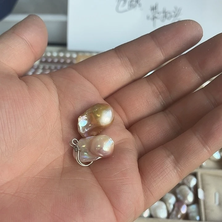 耳饰银S925镶嵌淡水珍珠
