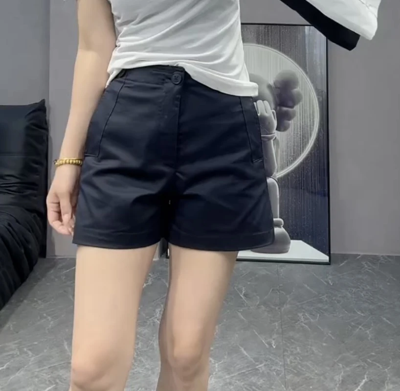 萱贝纯高腰显瘦A字短裤女2025夏季薄款工装裤简约时尚三分阔腿裤