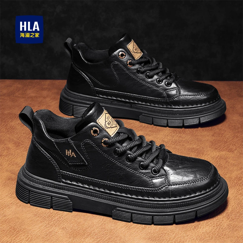 HLA/海澜之家男鞋秋季新款男士休闲时尚潮流百搭高帮休闲马丁靴男