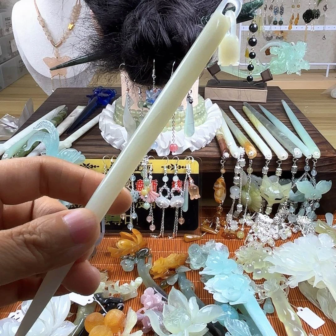蛇纹石玉合金发饰
