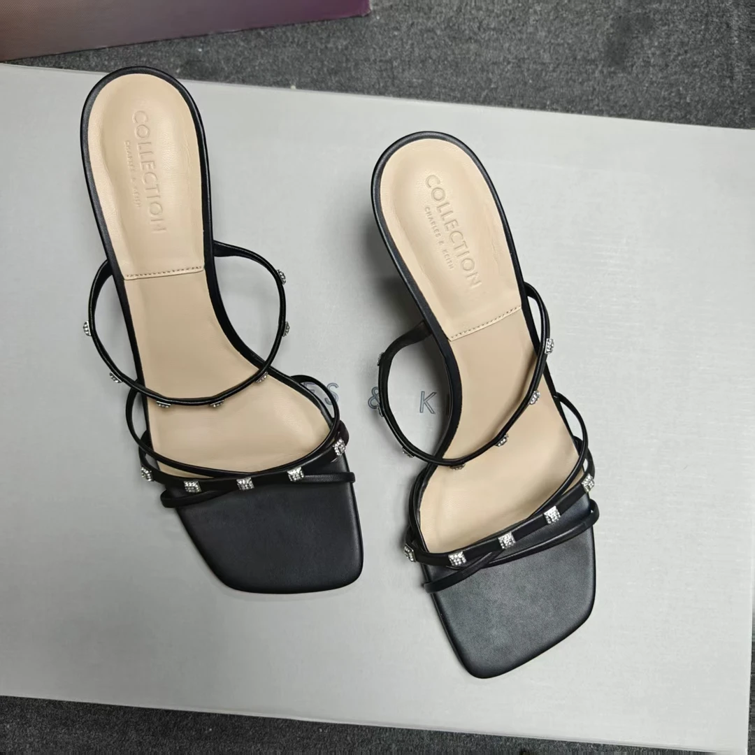 春夏新款时尚细高跟凉鞋羊皮拖鞋C-946