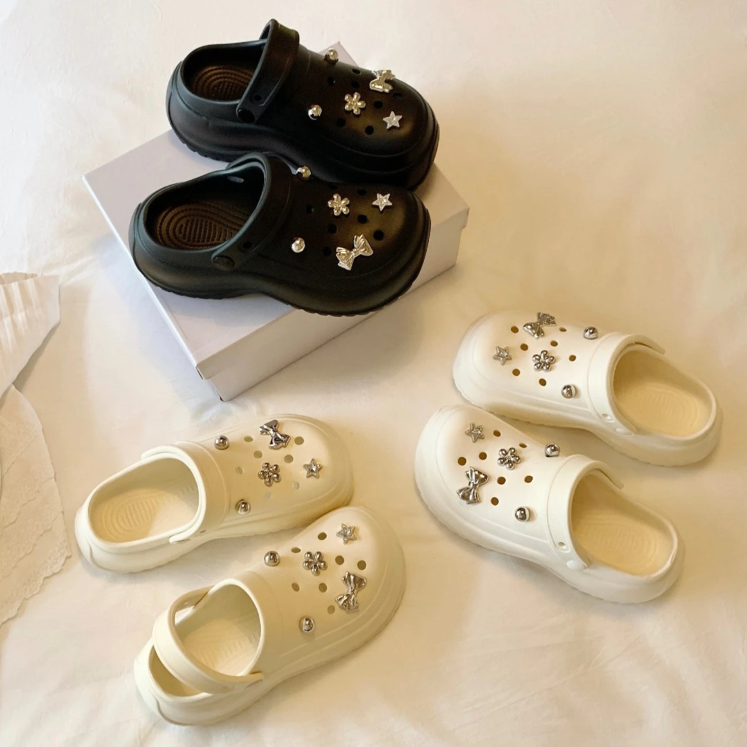 南风Chio2nd 增高6cm包头半拖鞋女外穿2025新款懒人鞋洞洞鞋