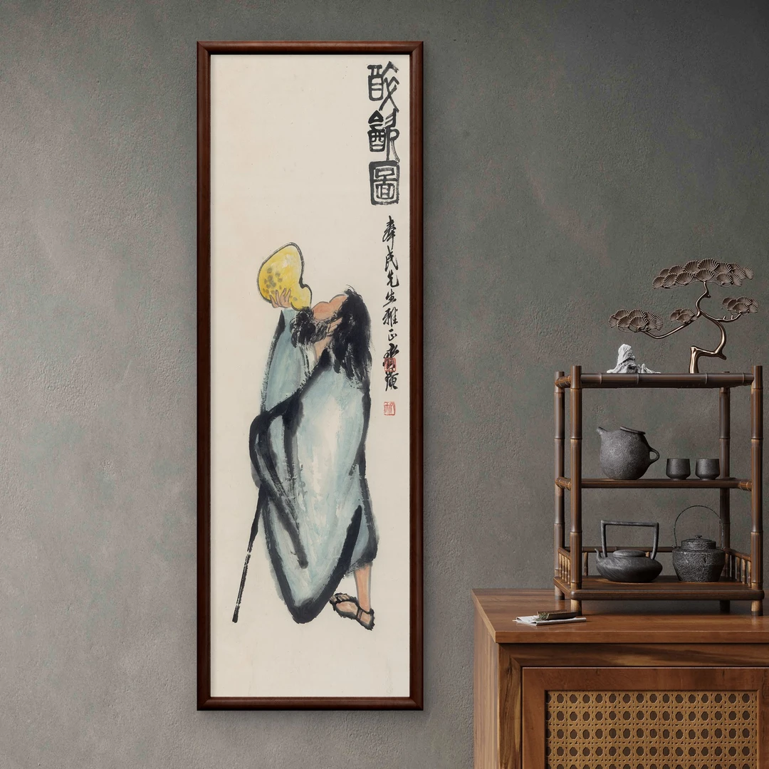 9767 -40*120醉归图装饰画实木玄关书房茶室客厅挂画