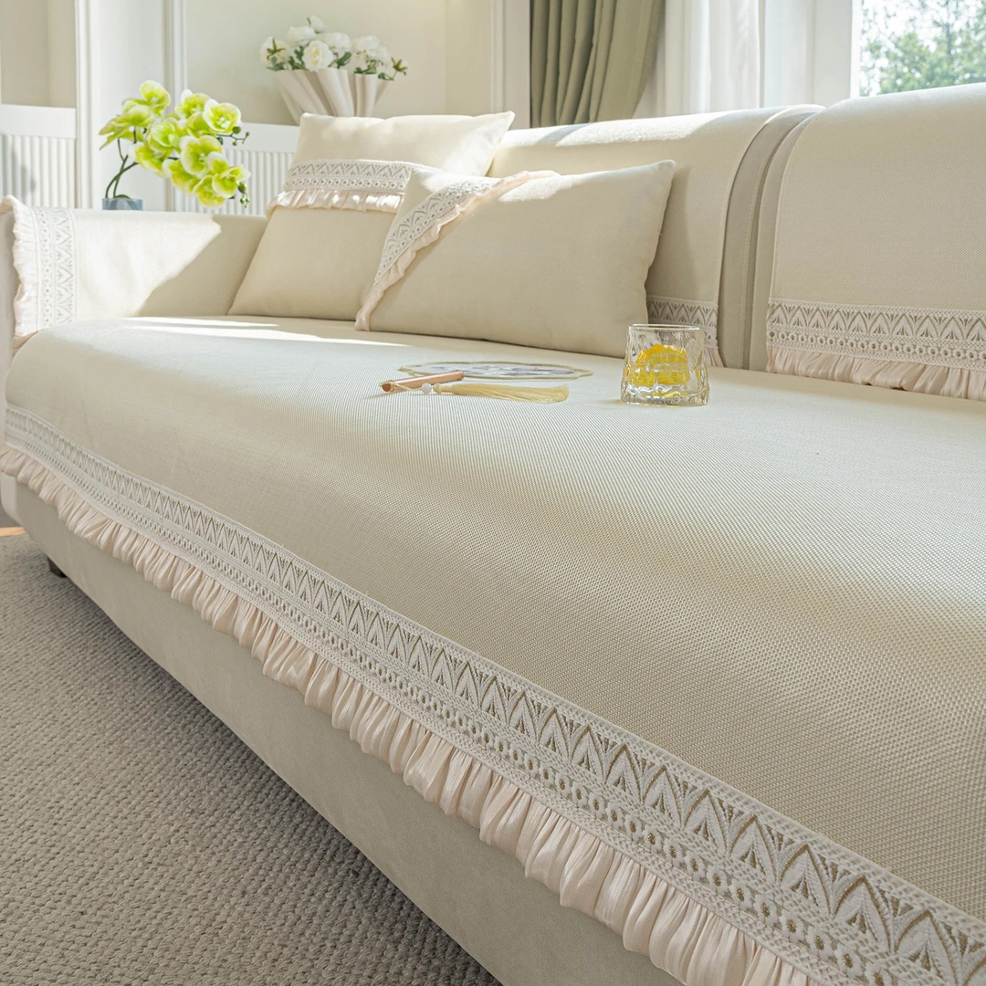 夏季冰丝沙发垫凉感法式2025新款防滑轻奢高级感凉席盖布沙发套罩