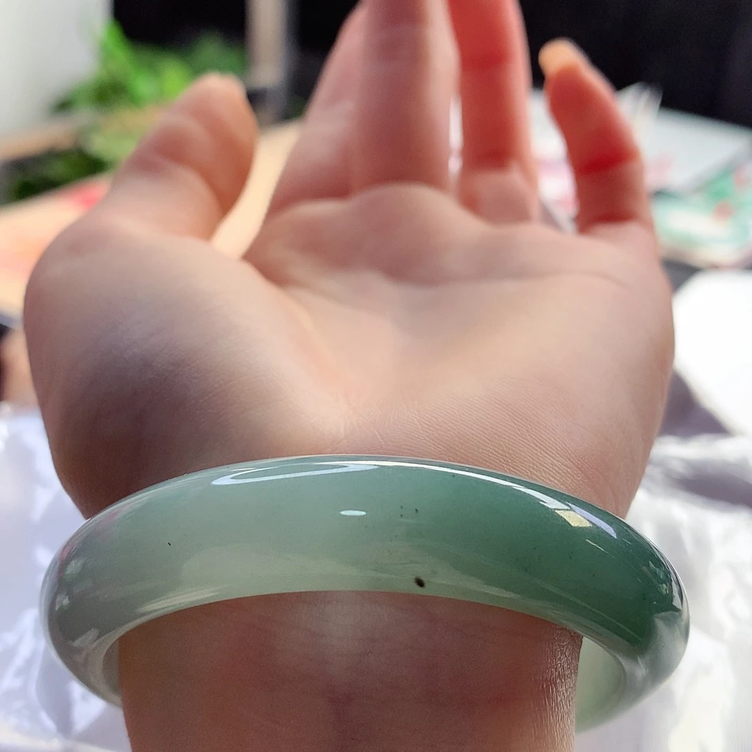 翡翠手镯未镶嵌天然翡翠55-56经典名镯半山水江南烟雨风