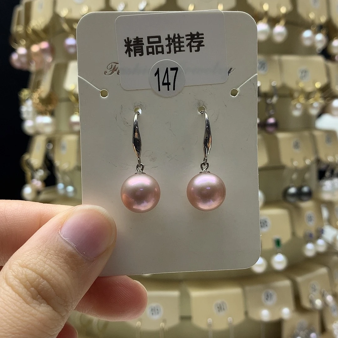 淡水珍珠银S925镶嵌耳饰10