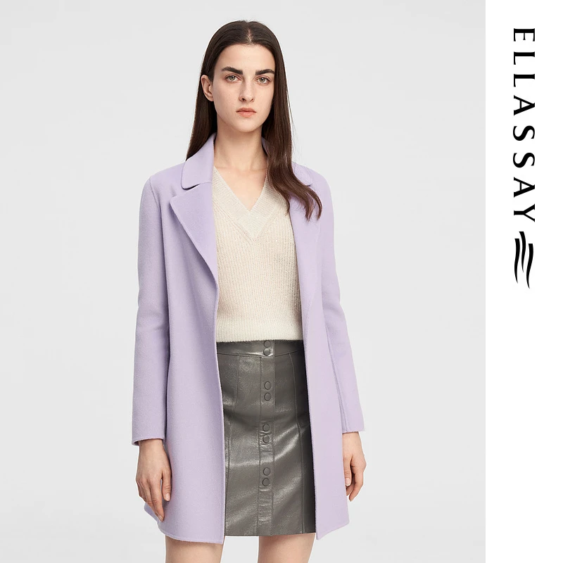 【贤哥专属】歌力思秋冬围裹式设计双面呢大衣EWE344D00200