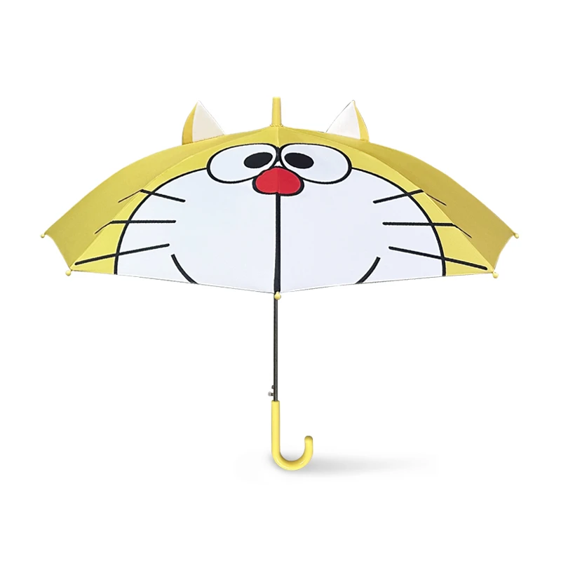 可爱卡通猫小黄伞创意立体耳朵雨伞弯柄学生高颜值防风自动长柄伞