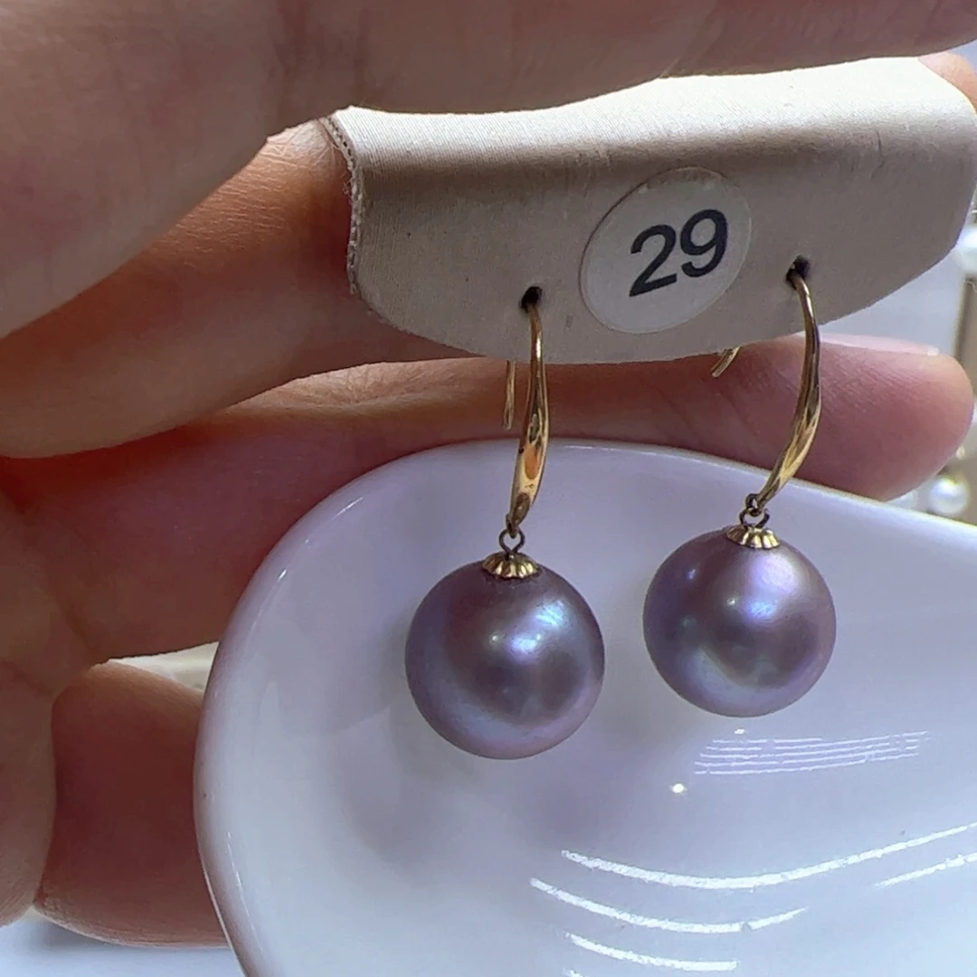 18K金镶嵌淡水珍珠耳饰