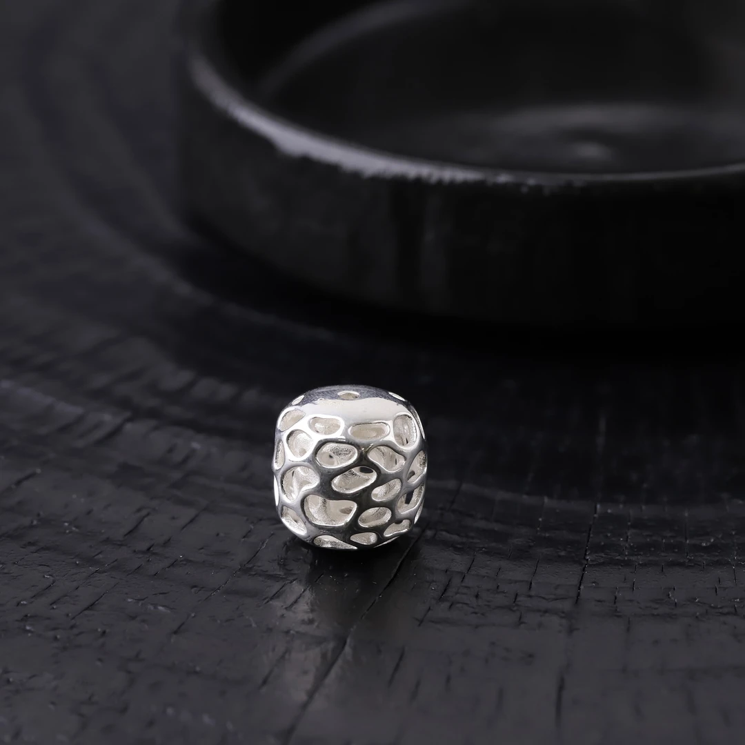 925银银制品 S8915 925银精工鬼工球顶珠，腰珠文玩饰品