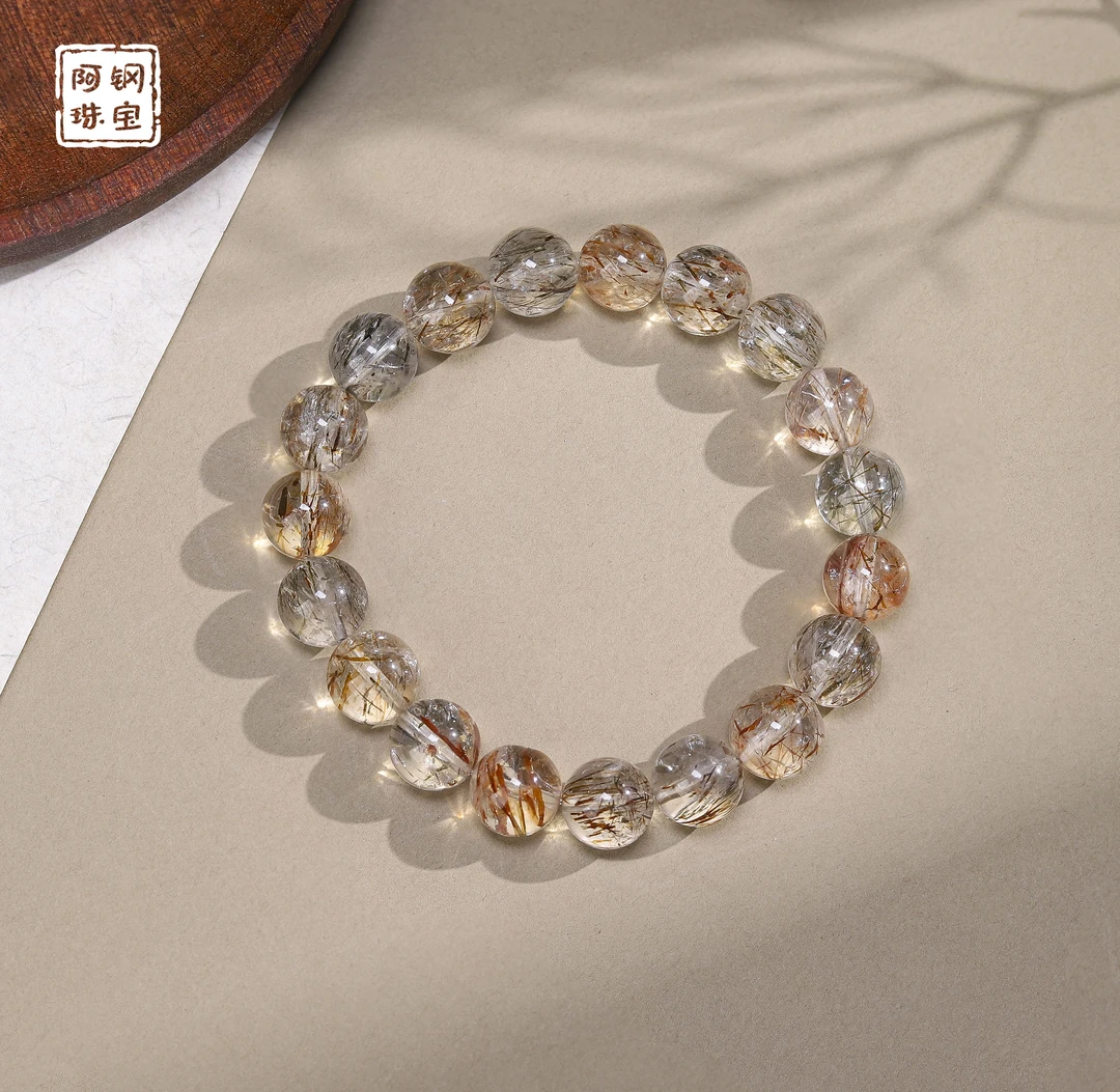 透体高品黑金超水晶手串双轮骨干高频率水晶-多样性发其一-HJ113