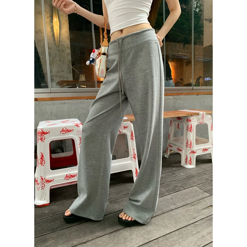 纯色简约气质百搭显瘦显高休闲喇叭长裤女