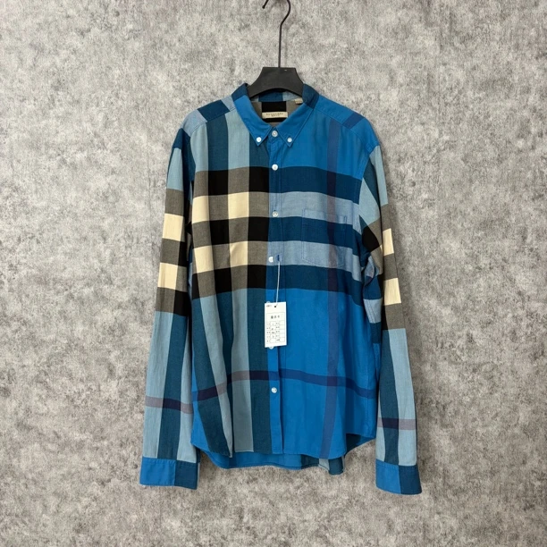 95新 BURBERRY/博柏利 Burberry蓝色格纹衬衫