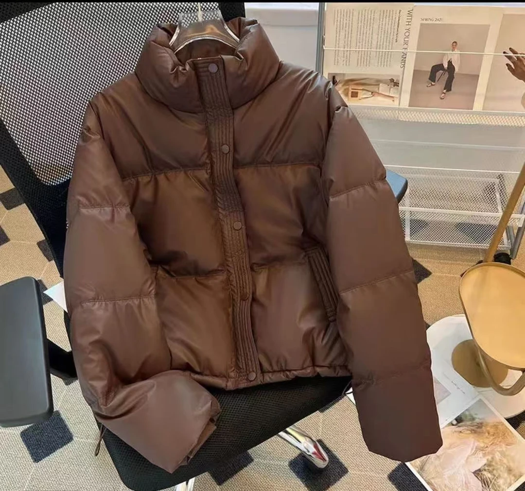 免洗pu短款棉服女秋冬新款加厚面包服立领棉袄显瘦韩版外套棉衣