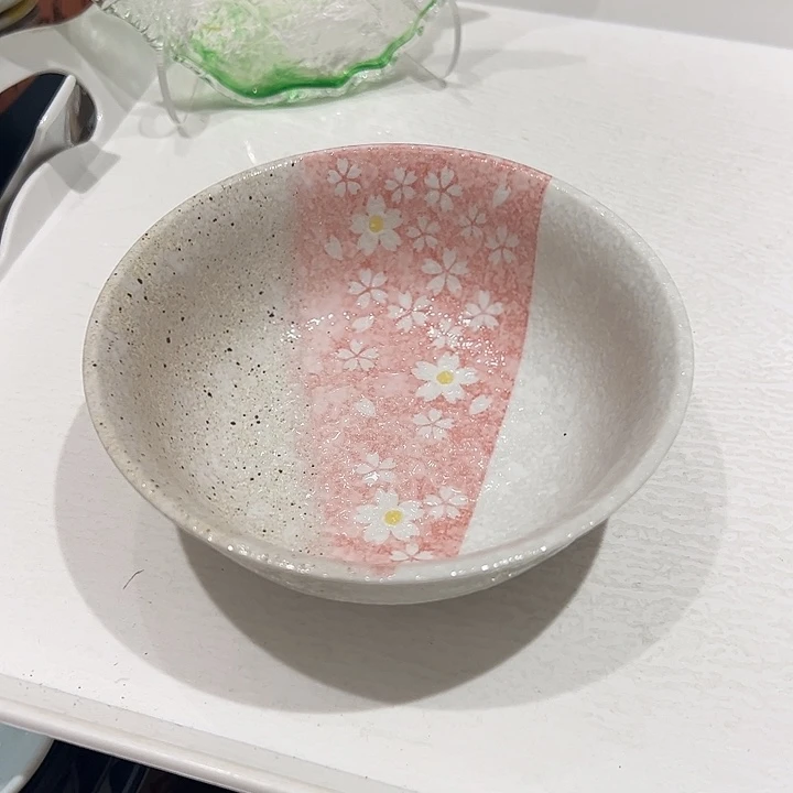 爷***麻瓷樱花三拼色小碗一个超女人味