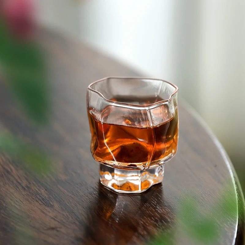 手捏水晶高足玻璃杯家用网红折纸杯高颜值ins风咖啡杯茶杯