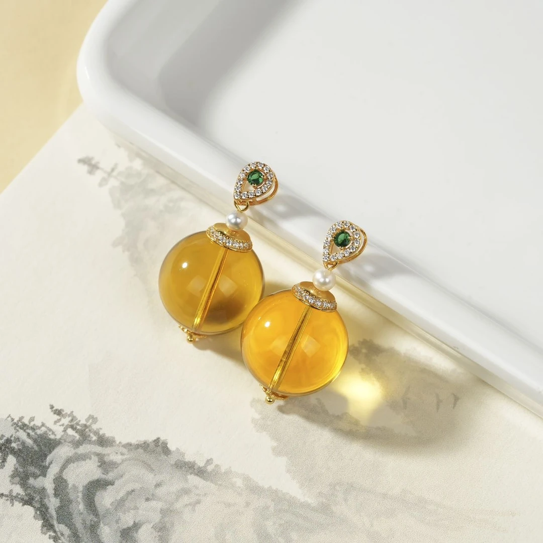 【云上叙】S925银镶嵌琥珀吊坠-多样性发一件-16mm-V07295-K（商城）