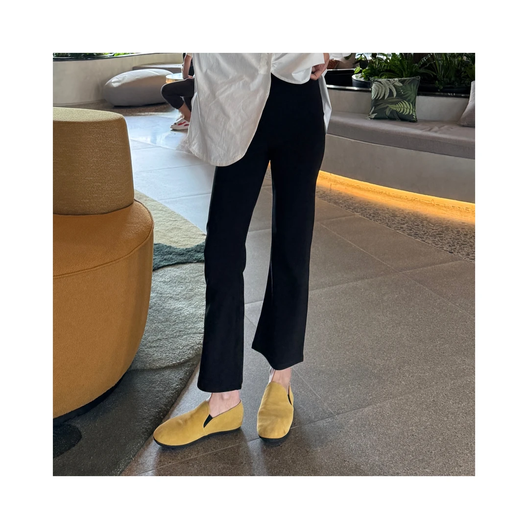 木卡家  欧货设计师春季新款百搭休闲弹力面膜微喇裤4