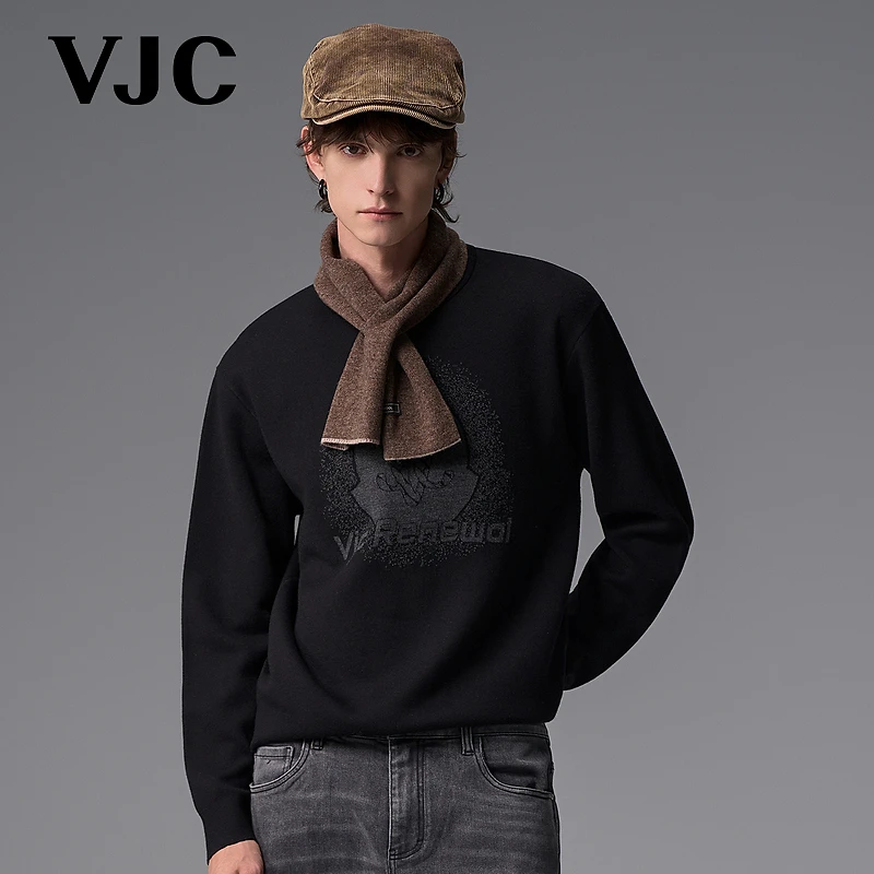 【混纺羊毛】VJC/威杰思2025秋季新款男装潮流长袖毛织DAECC2713