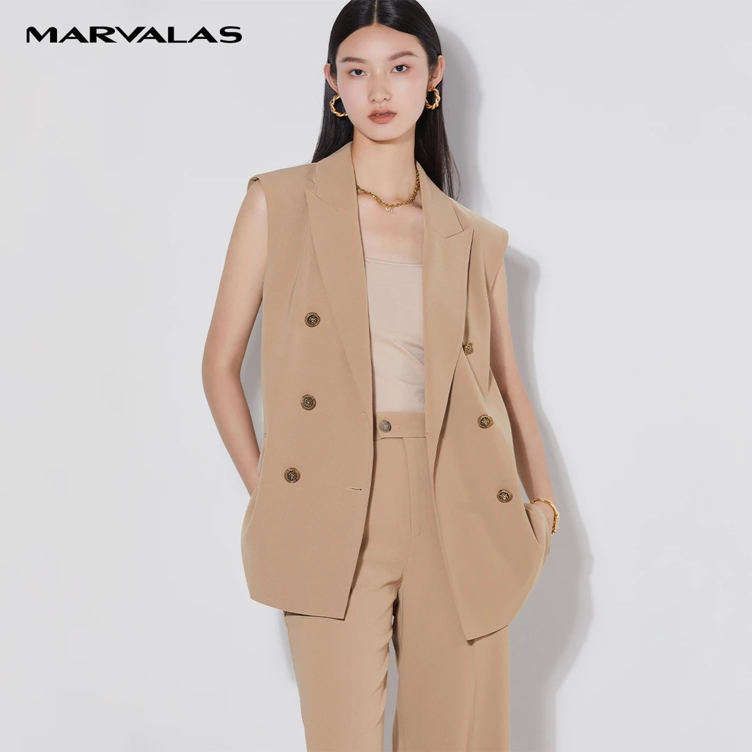 【小云专享】M400221#曼德诗西装领马甲女薄款2022年夏新款马夹无