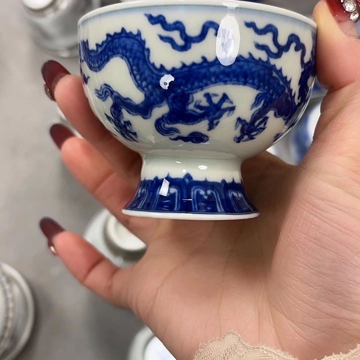 摆件陶龙凤呈祥高脚杯