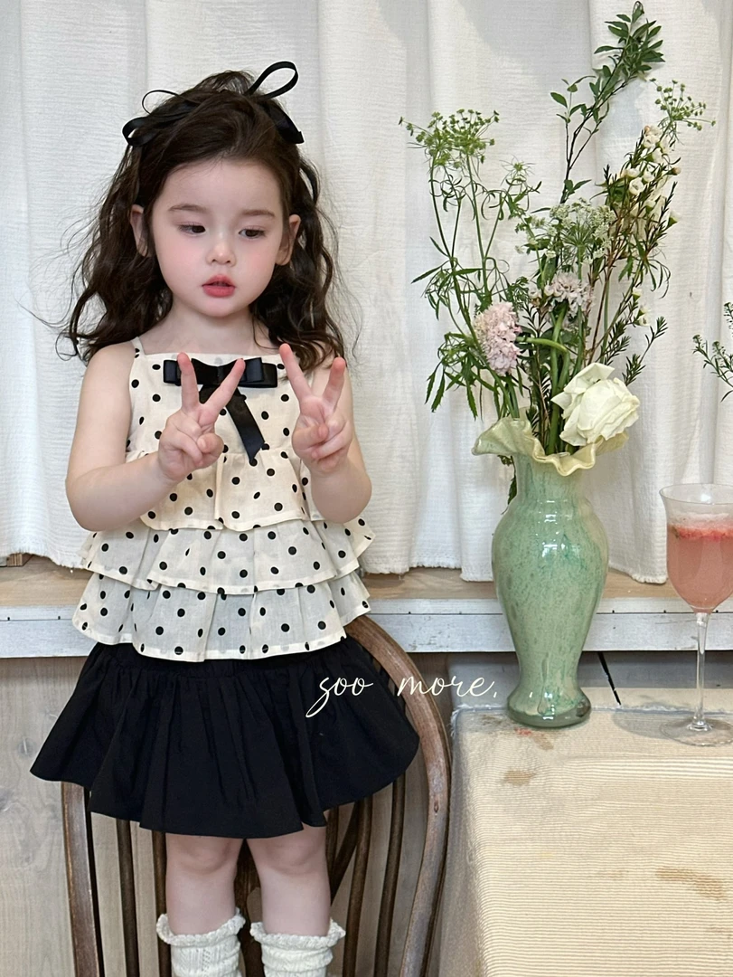 苏沫婴幼儿夏季婴童女宝宝波点蝴蝶结上衣短裙两件套套装